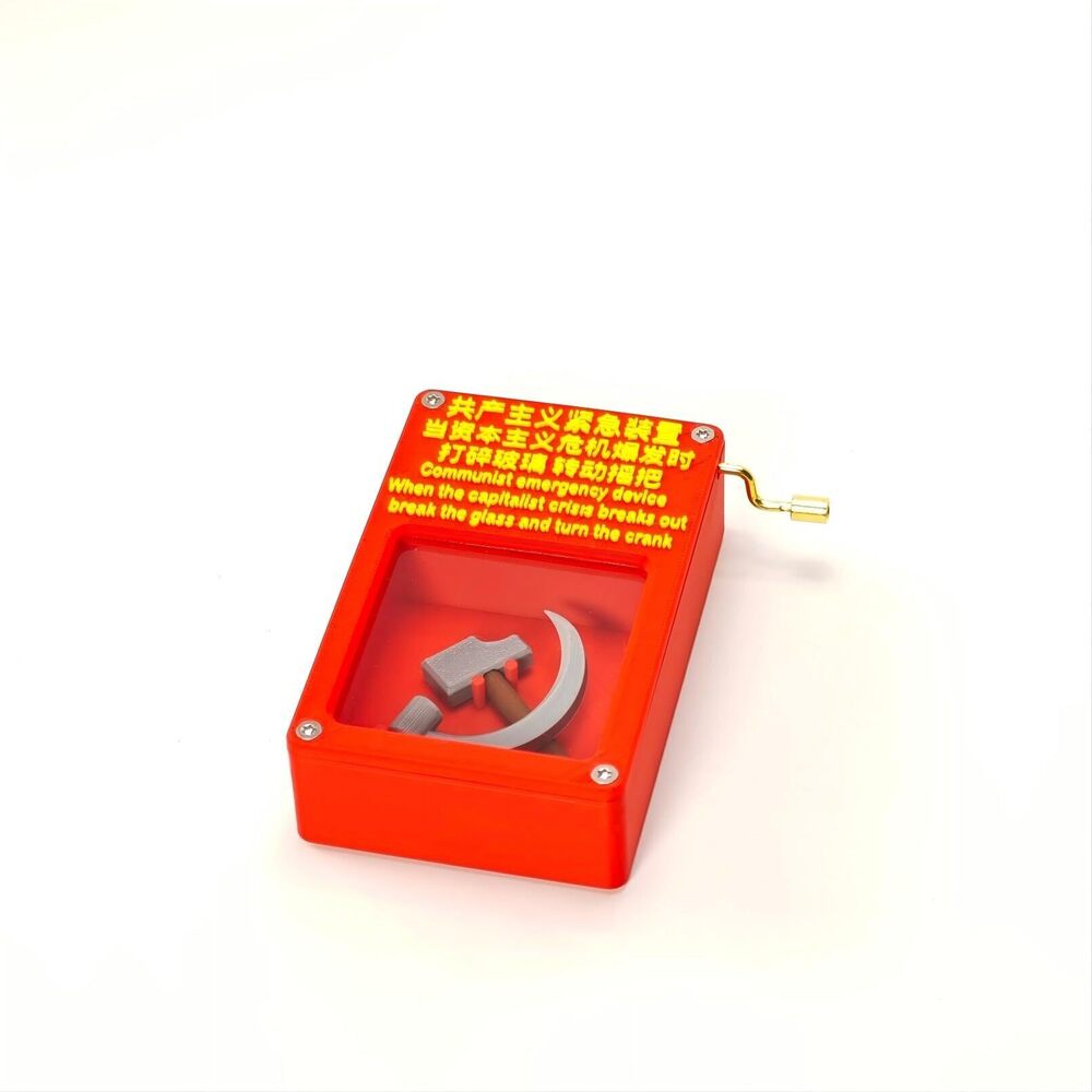 7949 Novelty Communist Music Box, Red Emergency Device Design, Hand Crank